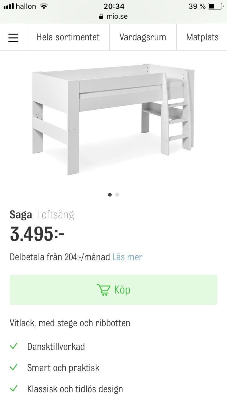 Mio Barnsäng Snow Loftsäng MIO SNOW in 11842 Stockholm for SEK 1,200.00 for sale Shpock