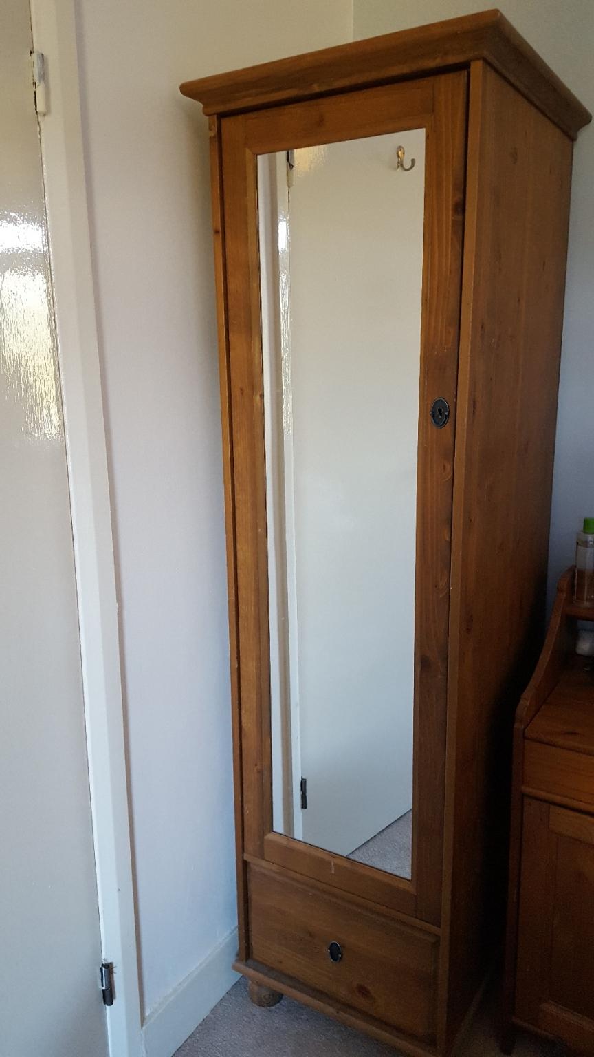 IKEA single wooden wardrobe with mirror in SE19 Bromley for £30.00 for