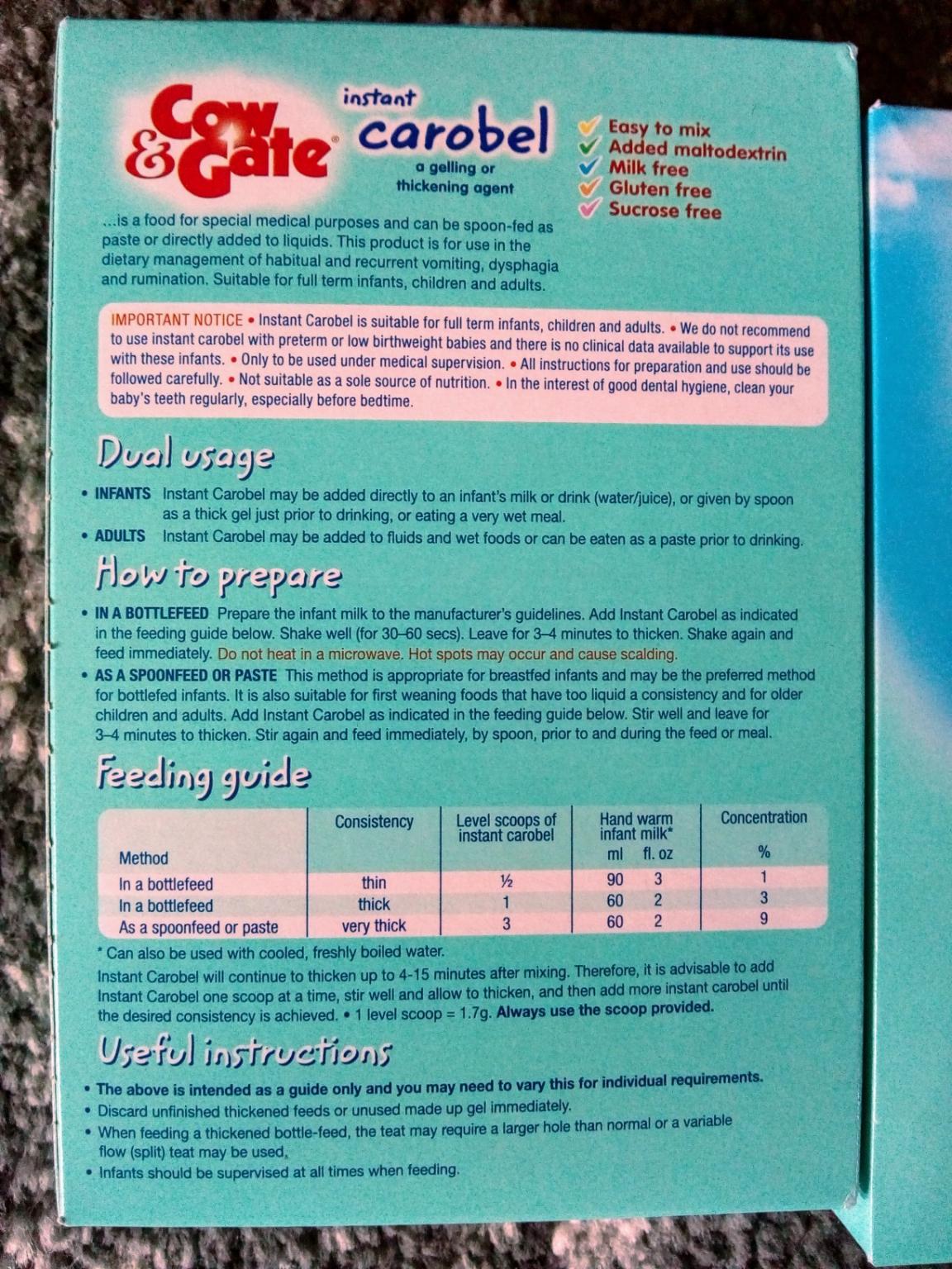 Carobel Milk Thickener x3 Use By 11.06.2020 in M23 Manchester for £12.