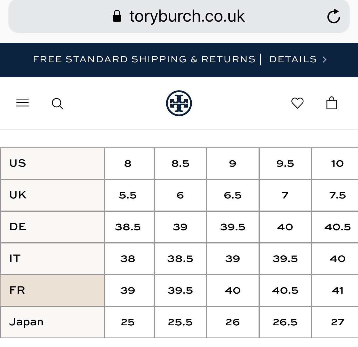 Tory Burch Shoes Size Chart Chart Designs Template