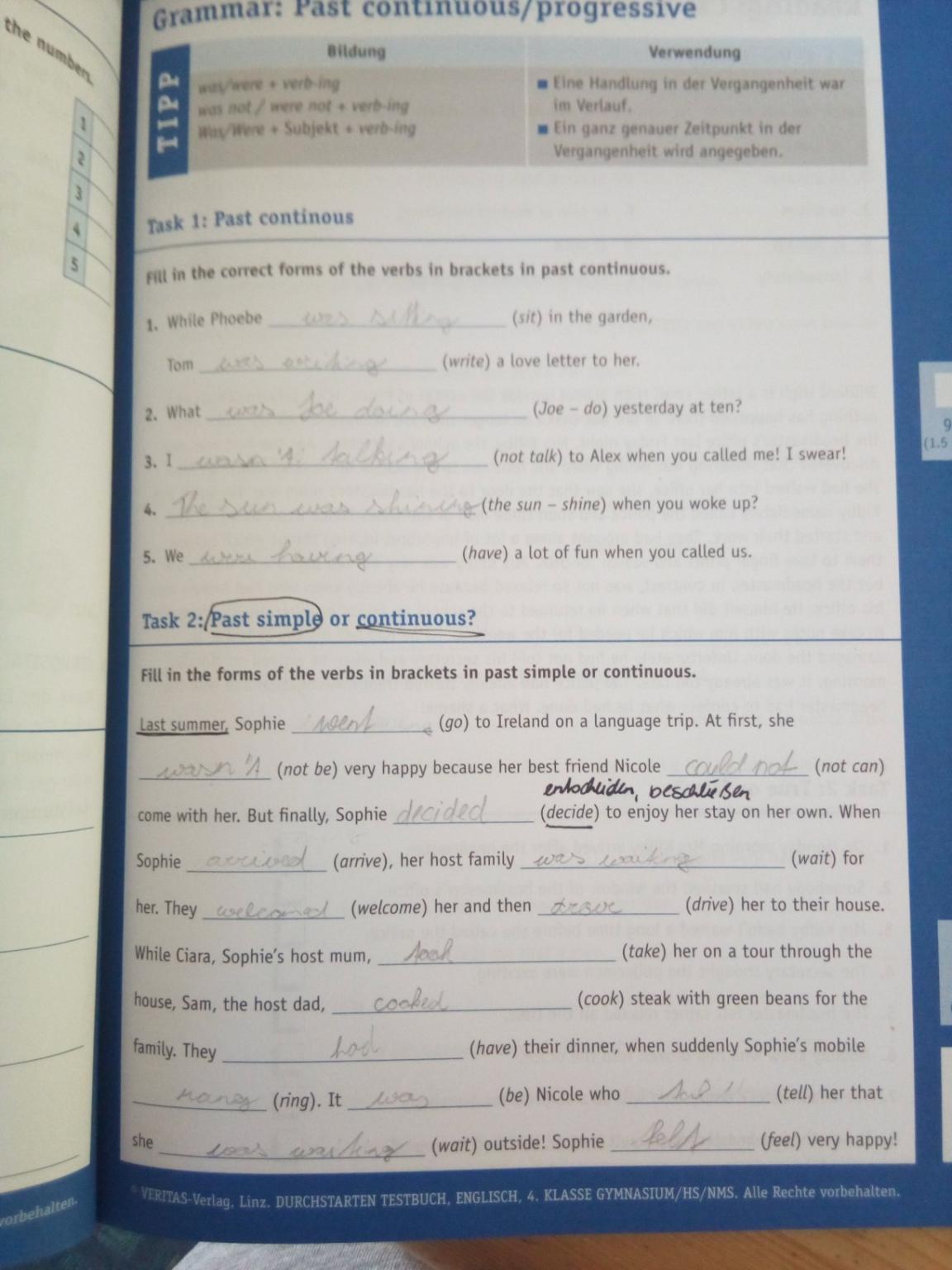 Englisch schularbeit 3 klasse gymnasium Übungen nach Klassen