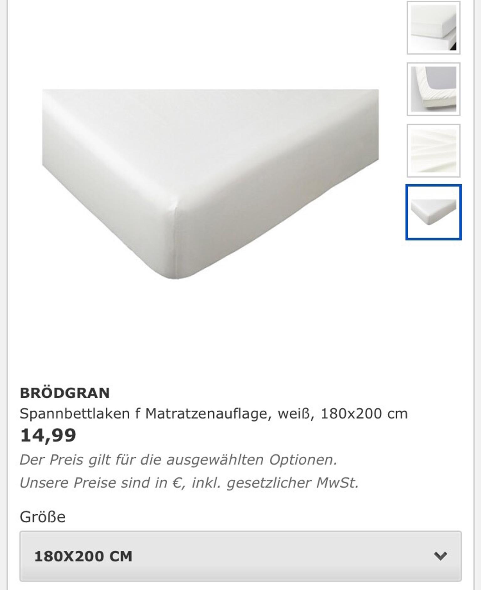 Spannbettlaken für Topper 180x200cm in 64331 Weiterstadt for €8.00 for