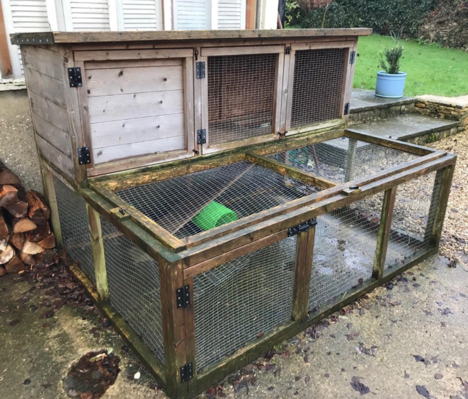 Extra Large Rabbit Hutch with 2 Tiers & Run in OX7