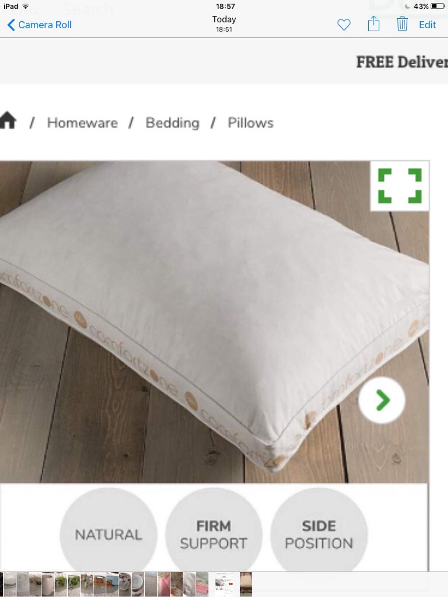 Two Dunelm comfort zone feather pillows in Wolverhampton for £12.00 for