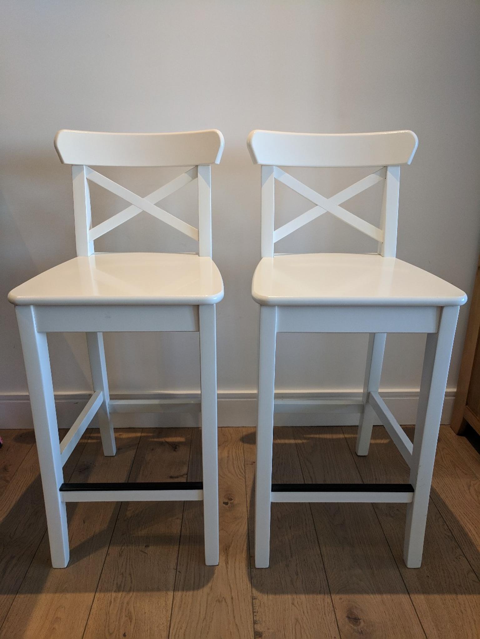Ikea Barn Stol 2 White IKEA Ingolf bar stools with backrest in TW8 Hounslow for £30.00