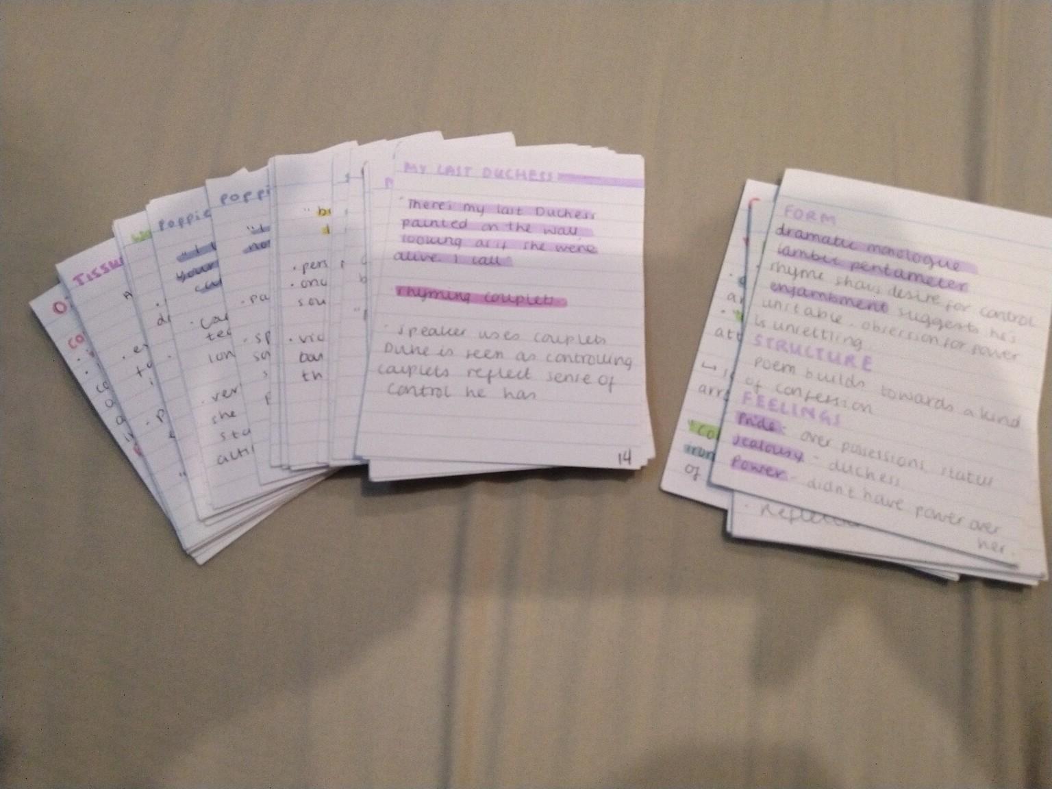 detailed flashcards GCSE Lit AQA in B8 Birmingham for £3