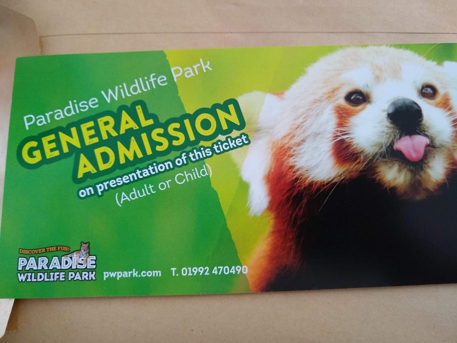 5 Paradise Wildlife Park Tickets in HA4 Hillingdon for £70.00 for sale
