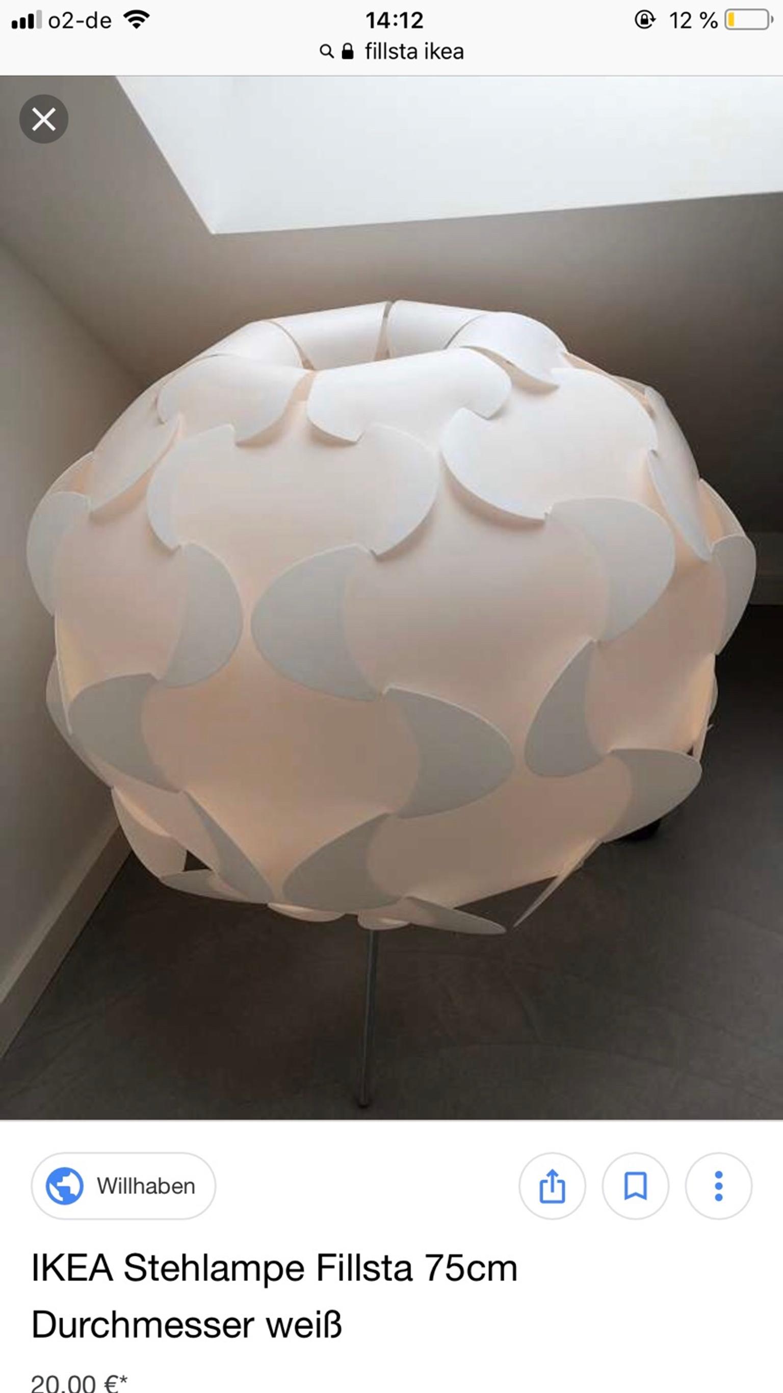 IKEA Deckenleuchte Lampe weiß Fillsta in 68305 Mannheim for €8.00 for