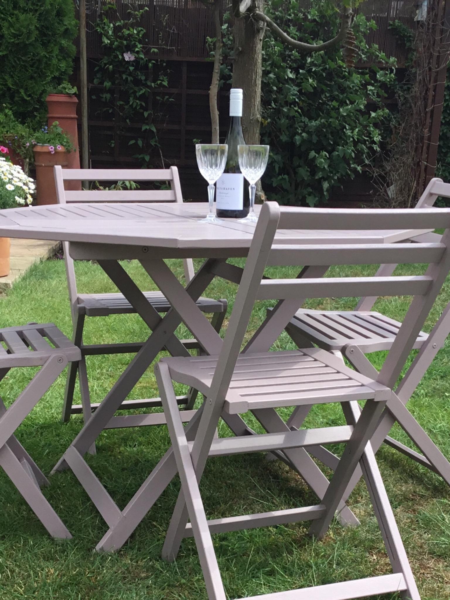 WOODEN GARDEN TABLE &amp; 4 CHAIRS in Blaby for £115.00 for sale Shpock