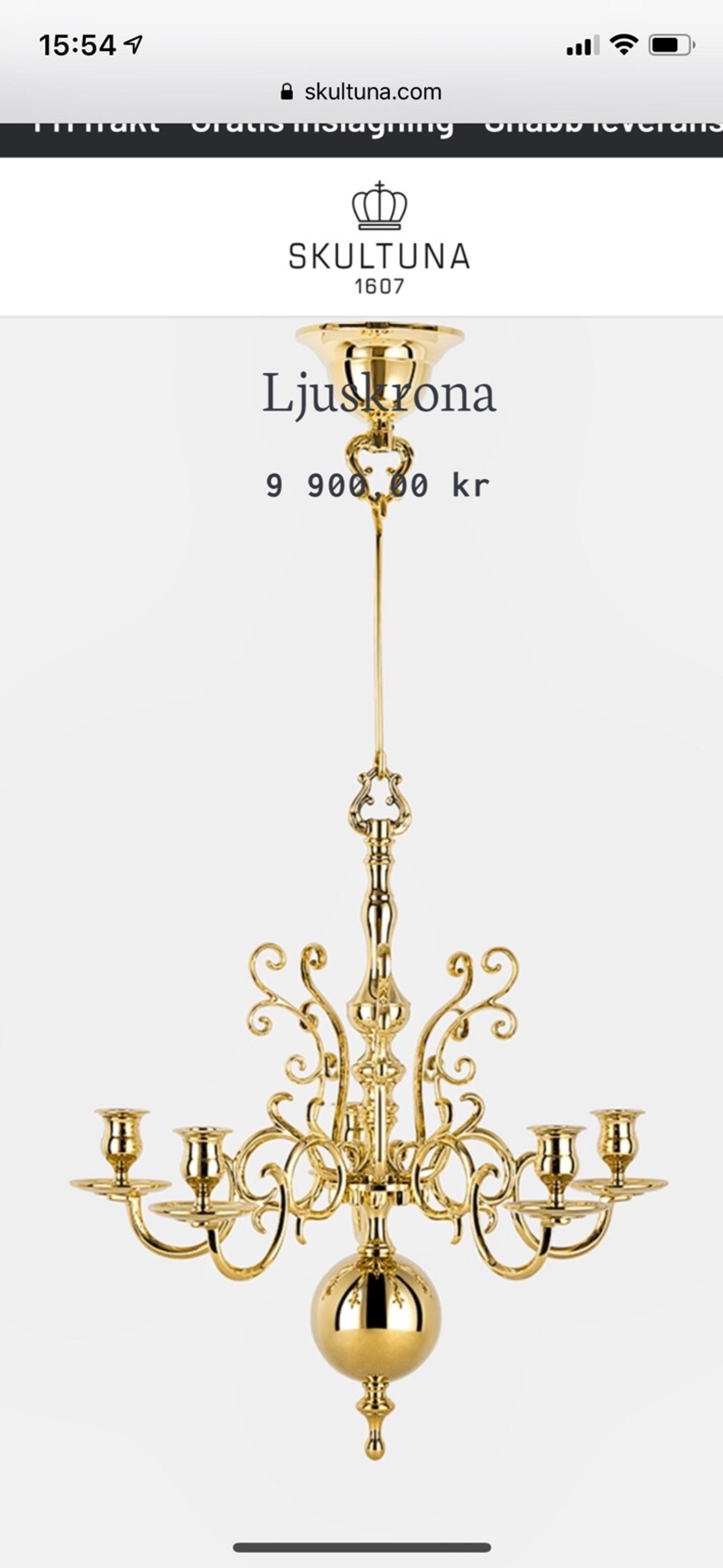 Skultuna ljuskrona no 205 in 753 10 Uppsala for SEK 3,000