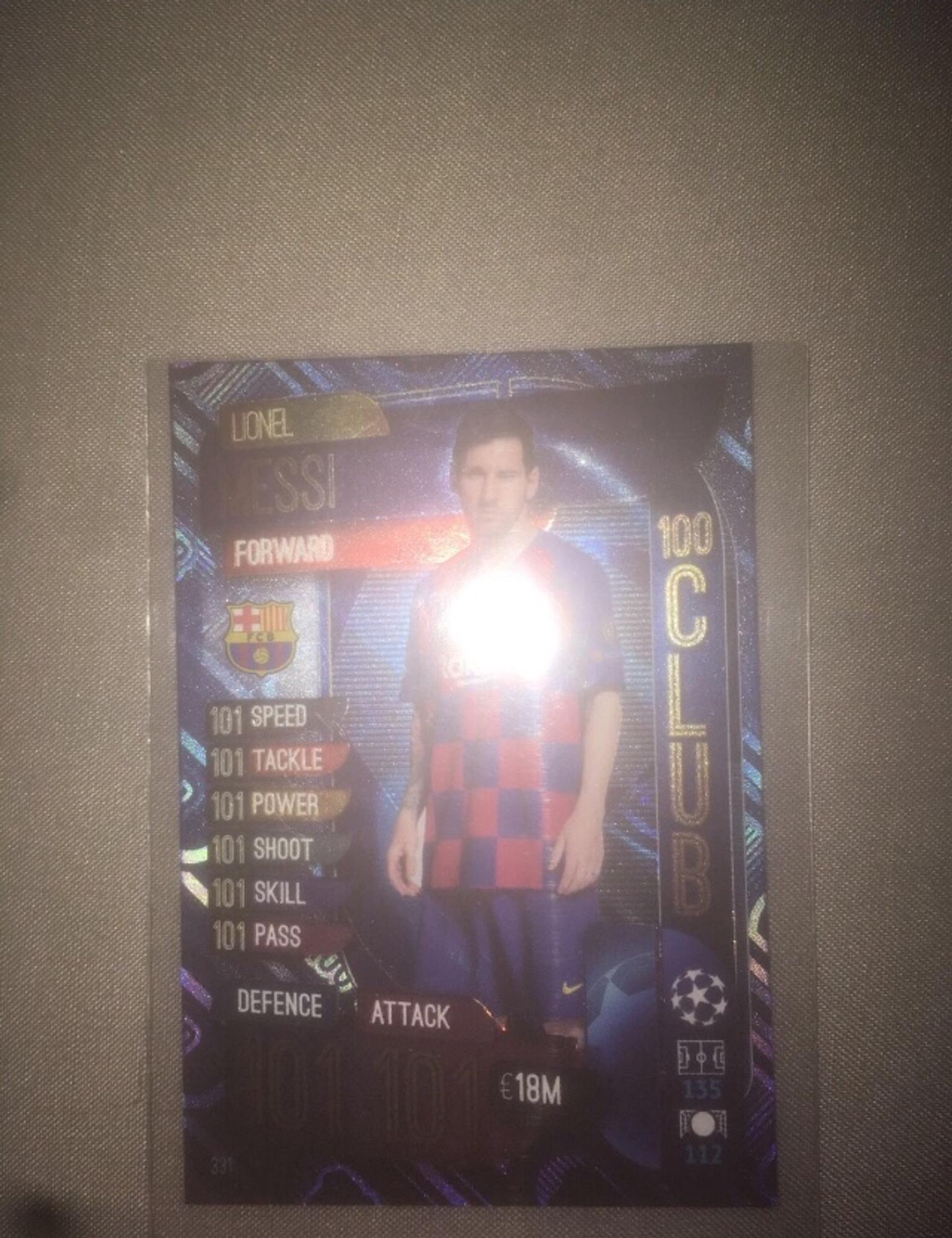 RAREST MATCH ATTAC CARD LIONEL MESSI 101 CLUB in NG11 Nottingham for £