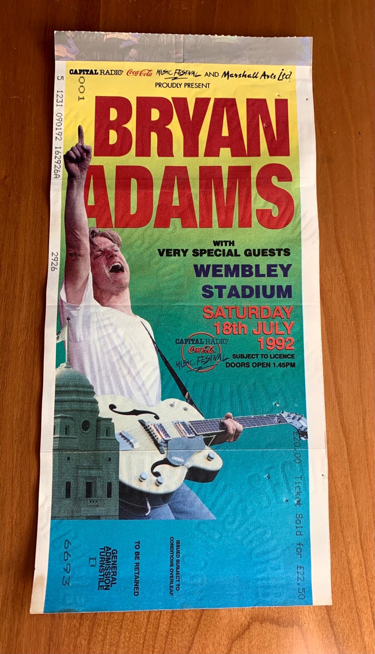 BRYAN ADAMS CONCERT TICKET WEMBLEY 1992 in BS1 Bristol for £8.00 for