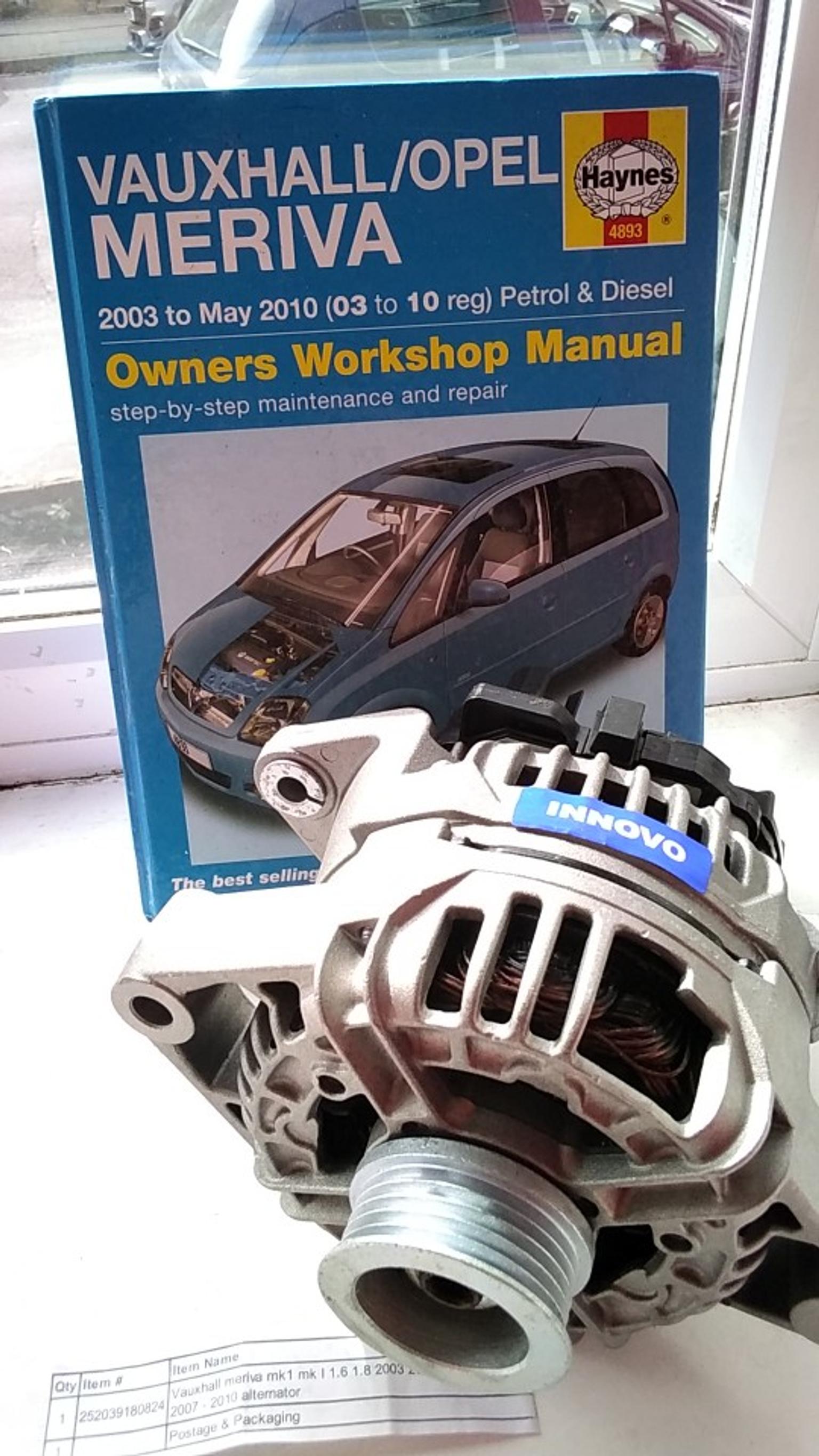 vauxhall meriva alternator/ and manual book in DN32
