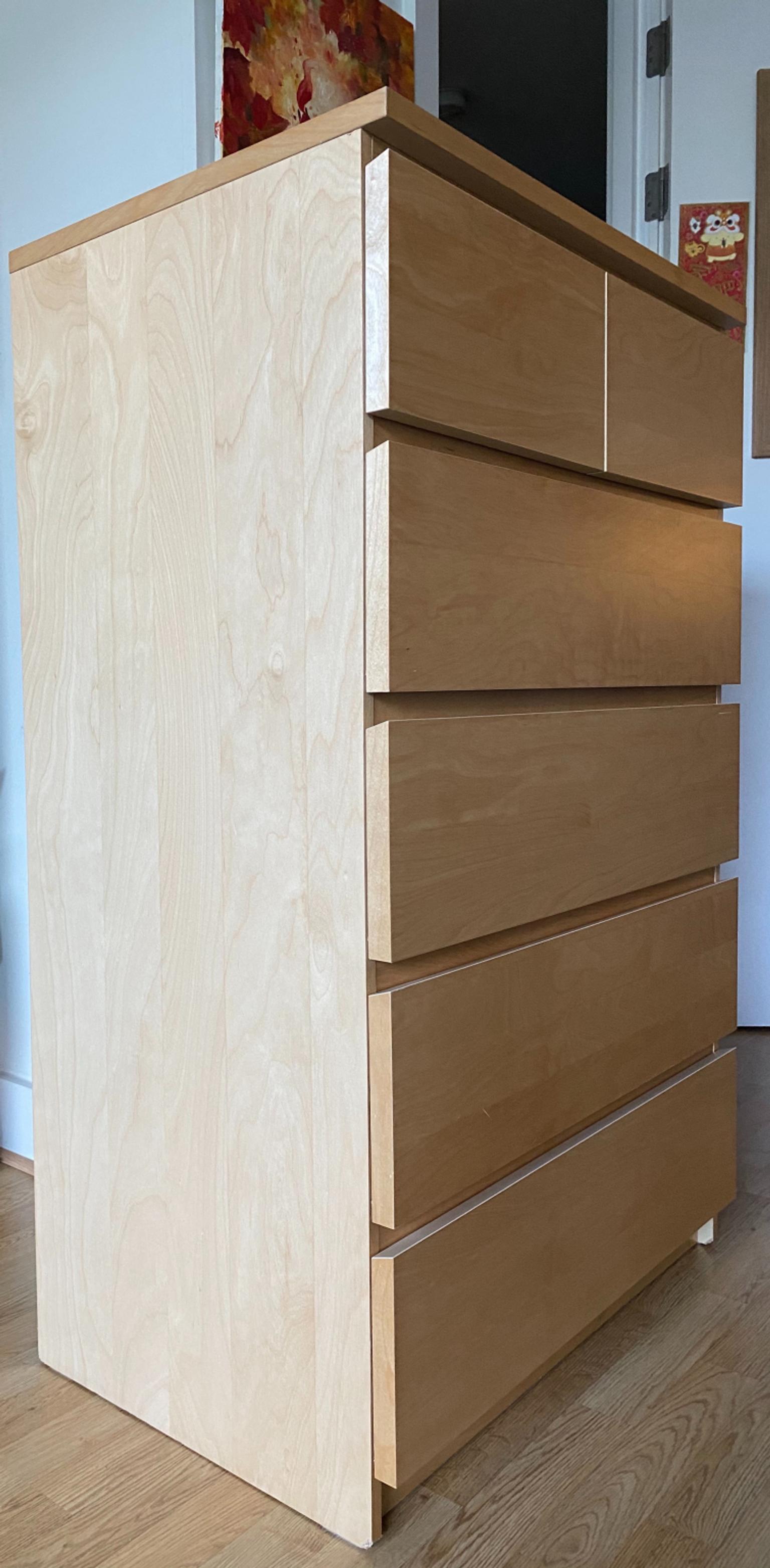 Ikea MALM Chest of 6 drawers, oak veneer in SE17 London