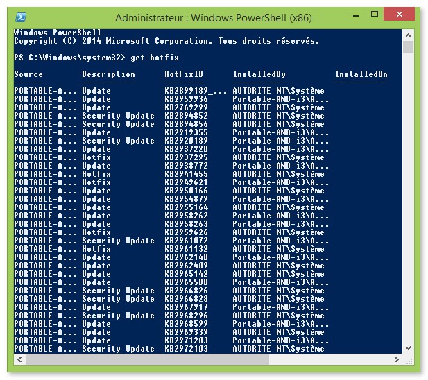 ≡ Powershell GetHotfix commandes et scripts avec Windows Exemples