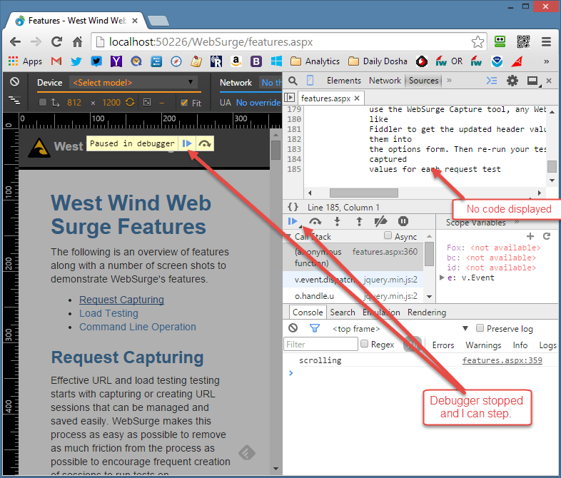 Chrome DevTools Debugging Issues Rick Strahl's Web Log