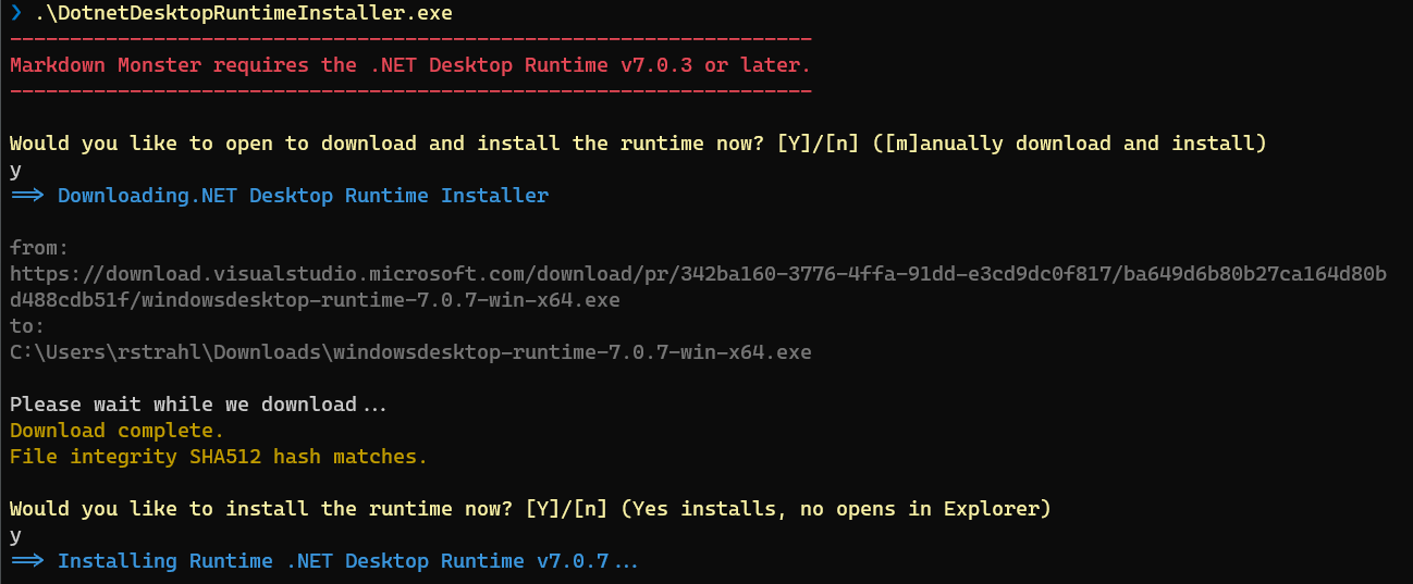 Getting the Desktop Runtime Installed with a Custom Runtime
