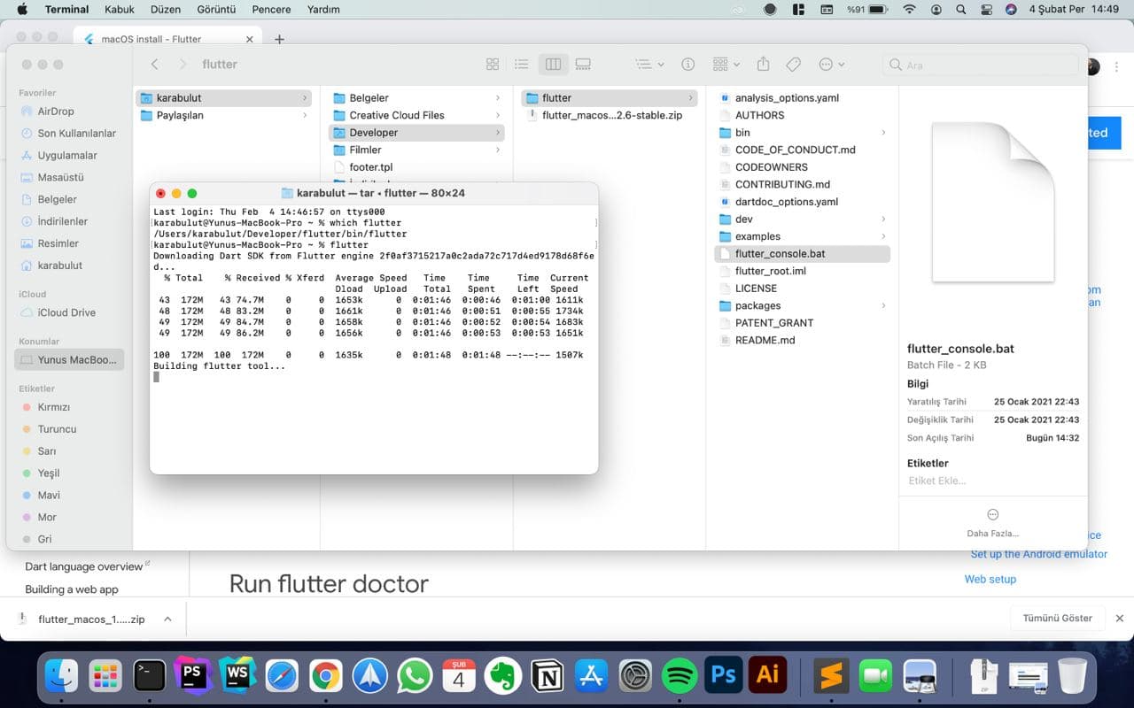 Flutter Kurulumu MacOS Webmaster.Kitchen