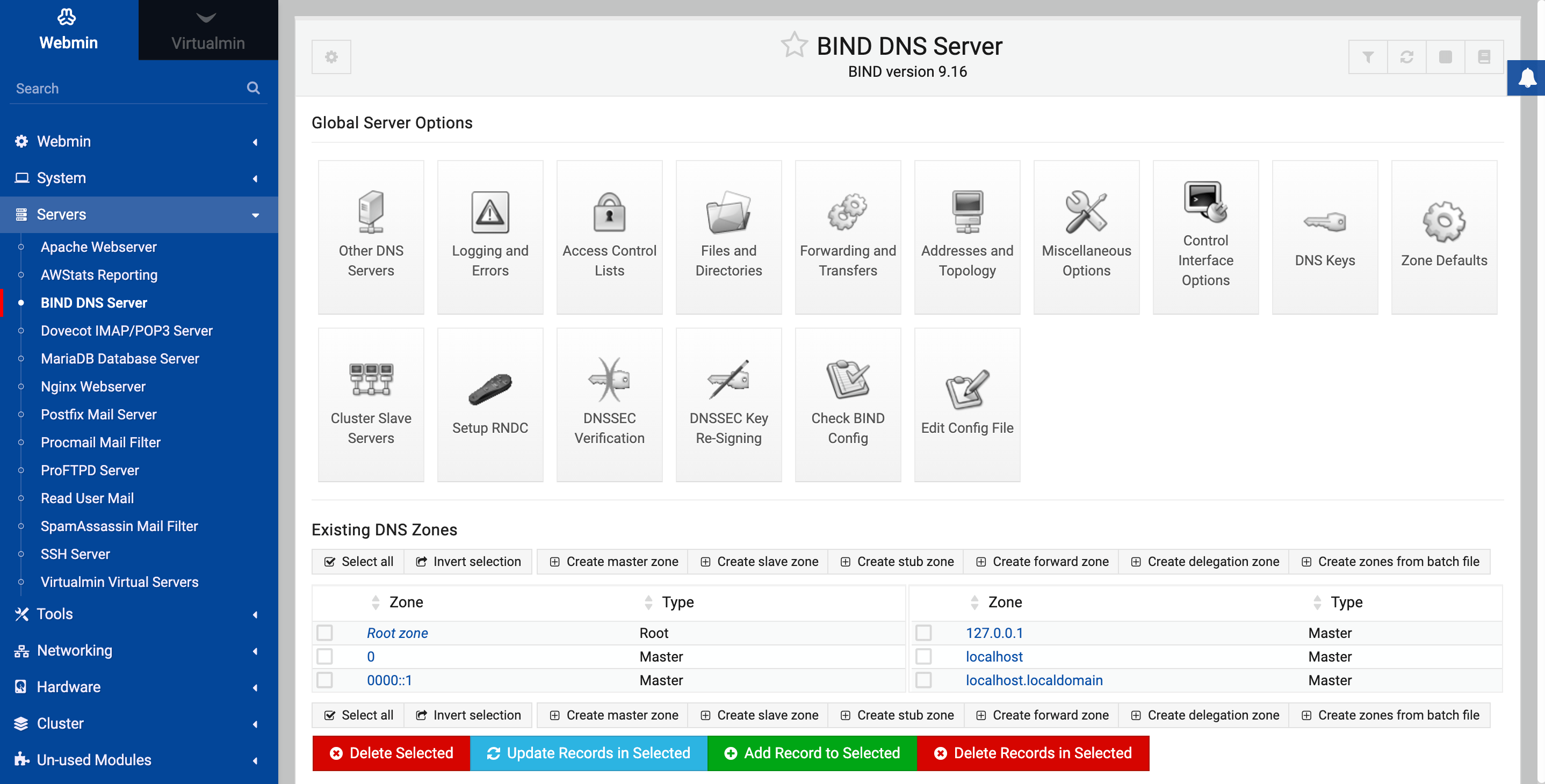 BIND DNS Server | Webmin