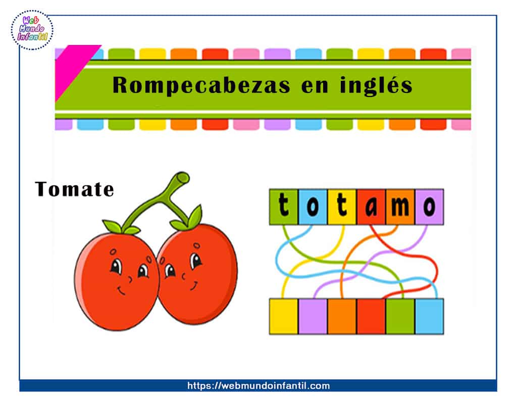 Rompecabezas en inglés para imprimir y armar palabras