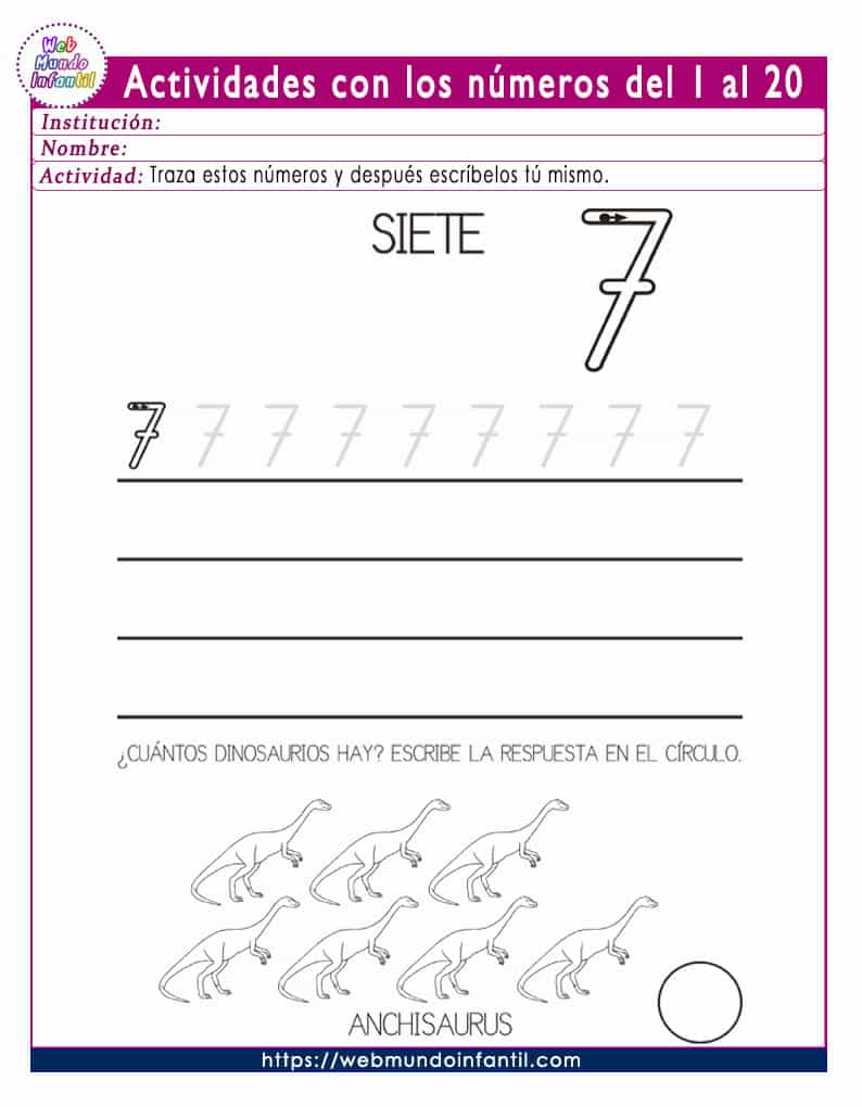 Actividades de números del 1 al 20 para preescolar