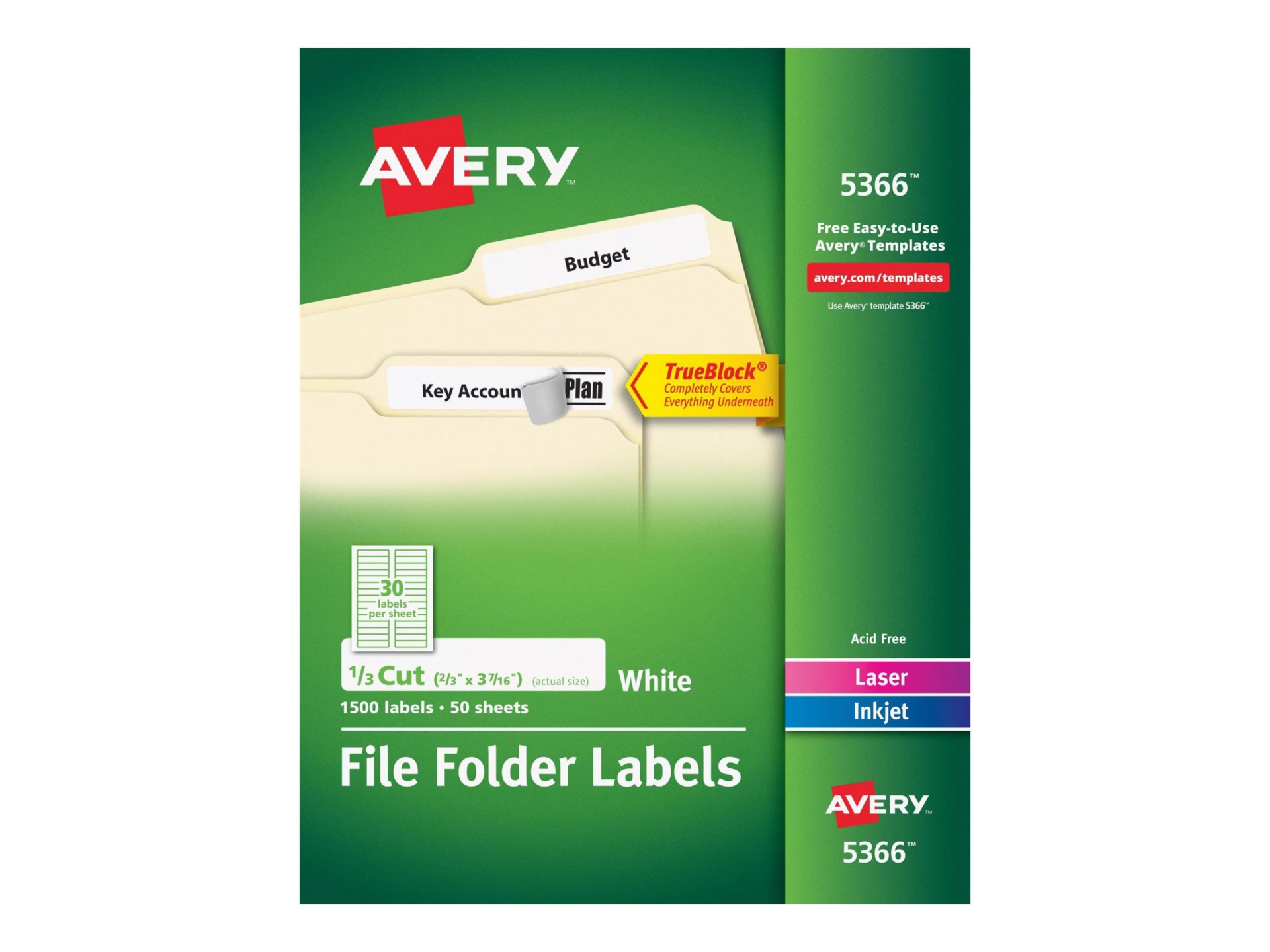 Avery White Filing Labels - 5366 - -