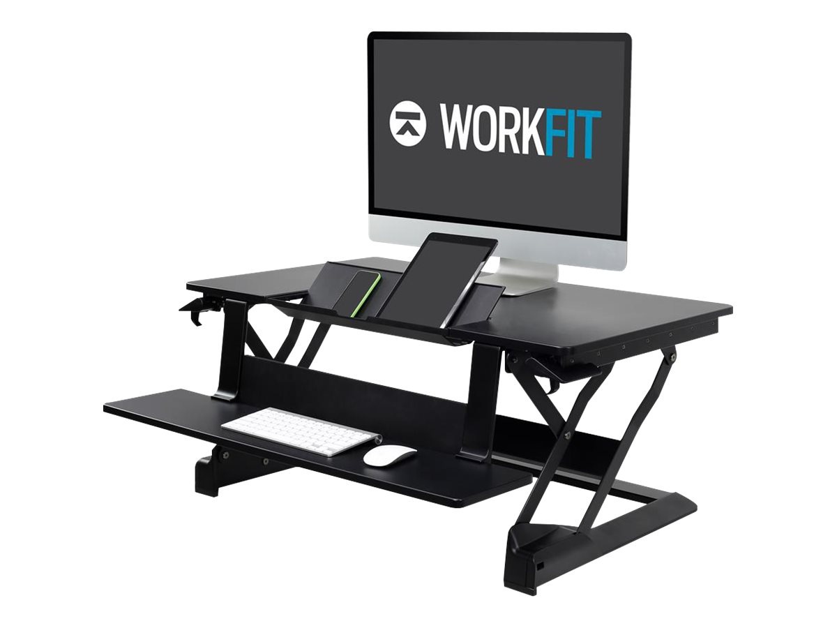 Ergotron WorkFitTLE standing desk converter rectangular black