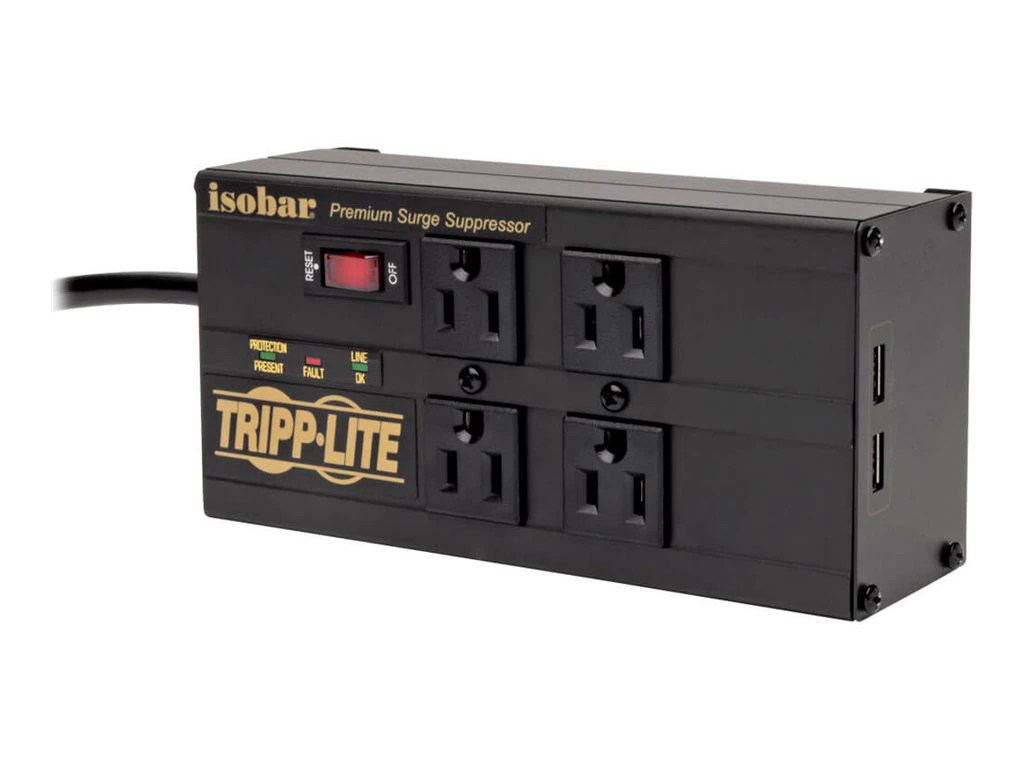 Tripp Lite Isobar Surge Protector 4 Outlet 2 USB Charging Ports 8ft