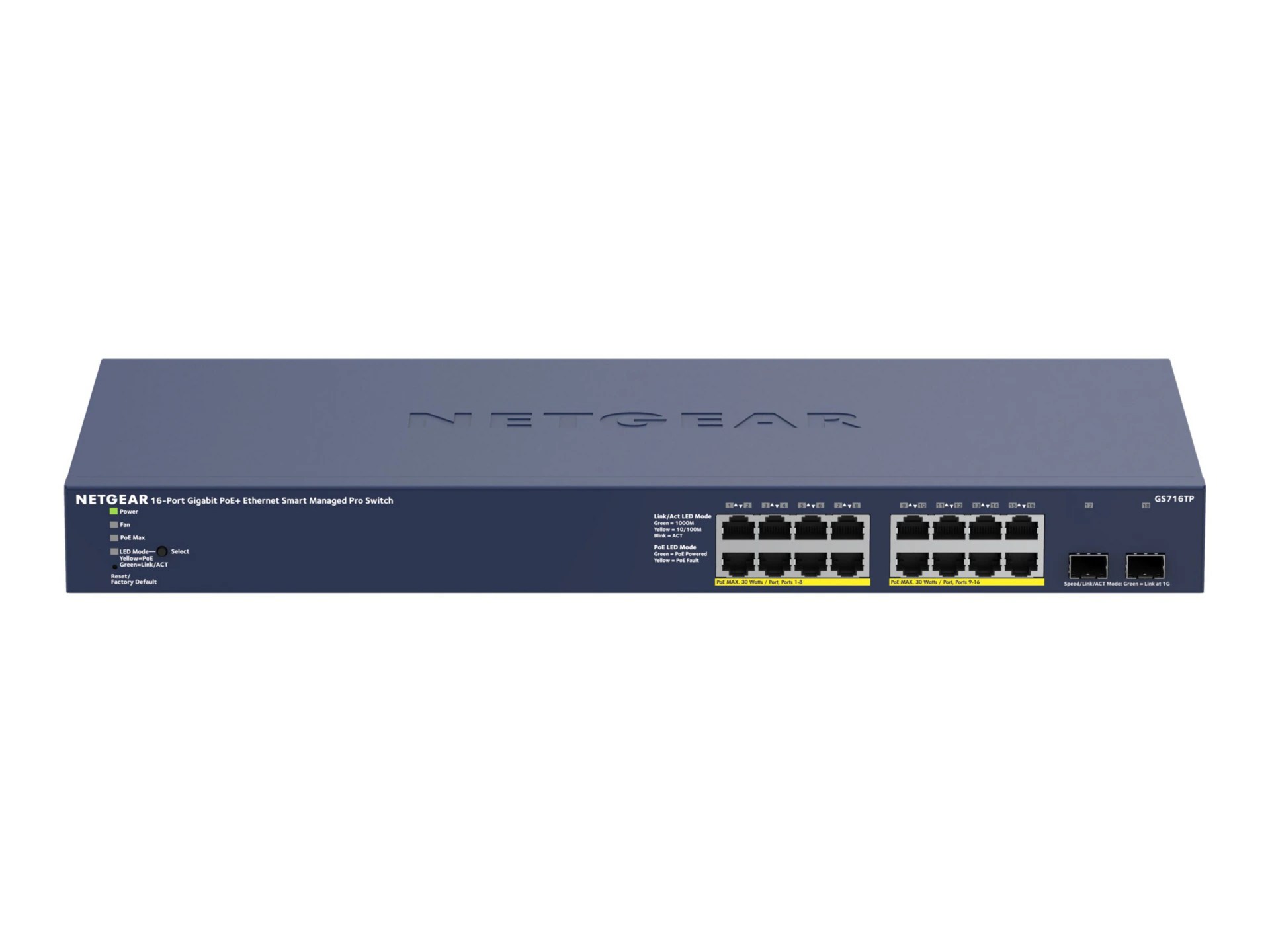 NETGEAR 16Port Gigabit Smart Managed Pro Switch,2 SFP,180W PoE+