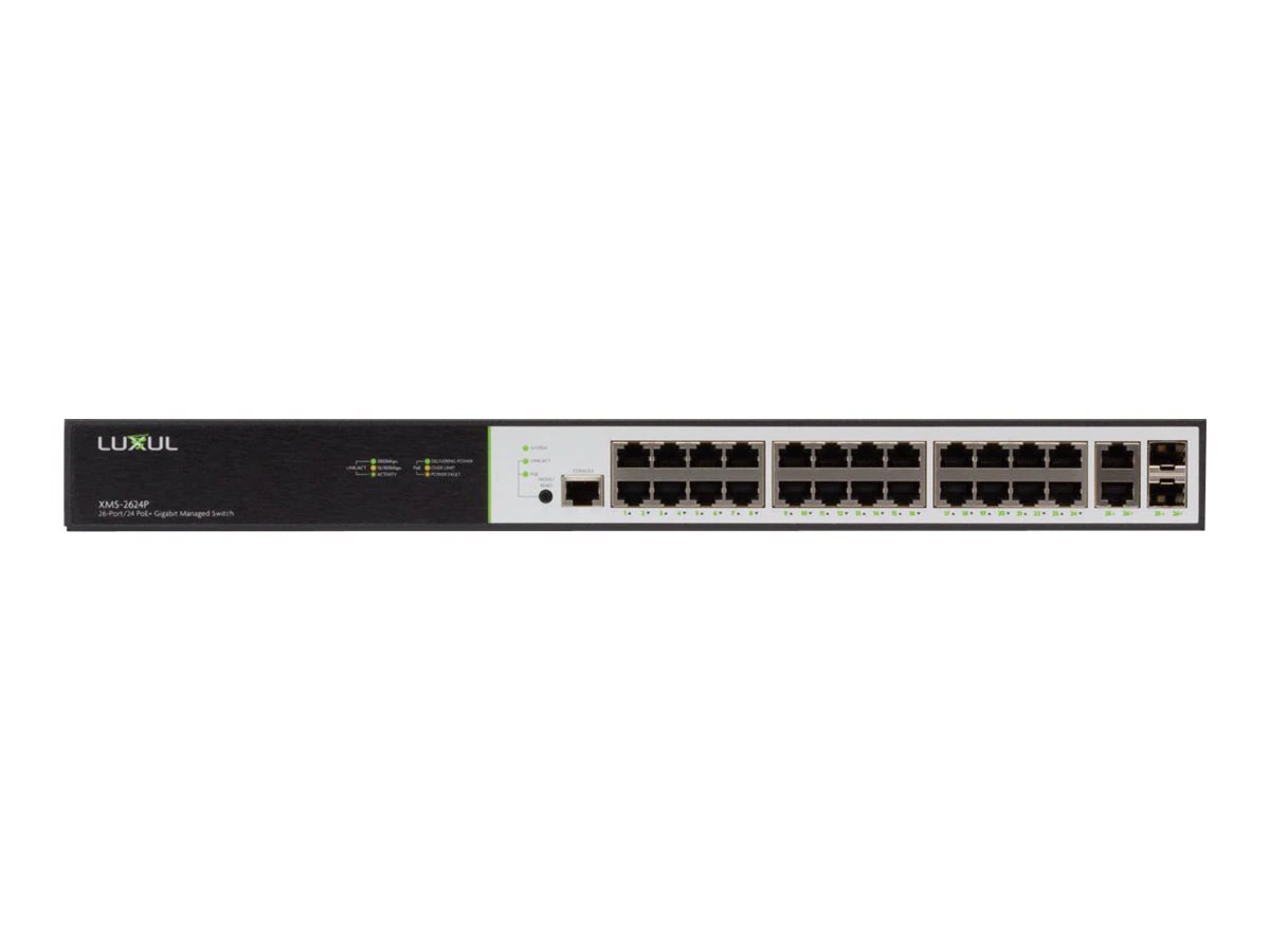 Luxul 26-Port Gigabit Managed Switch - 24-PoE+ Ports and 2 RJ45 Uplink