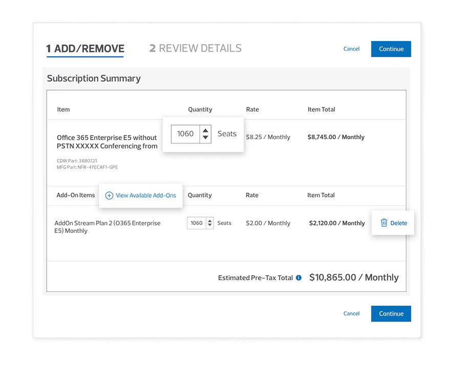 Cloud Subscriptions CDW