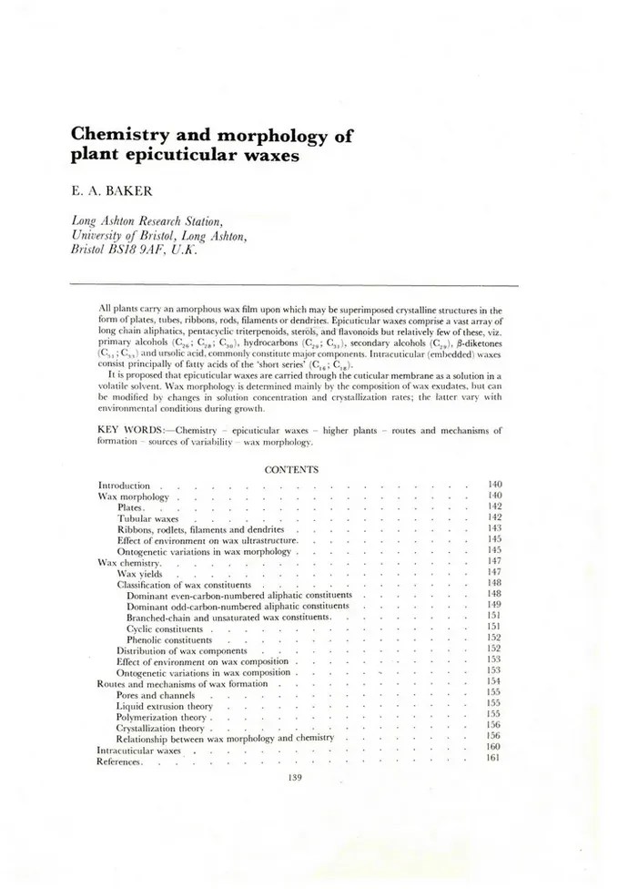 Chemistry and morphology of plant epicuticular waxes