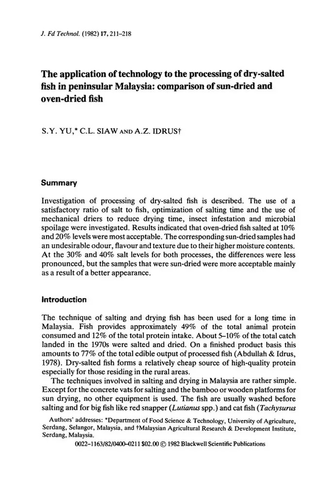 The application of technology to the processing of drysalted fish in