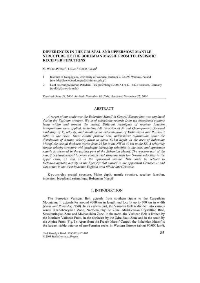 Differences in the crustal and uppermost mantle structure of the