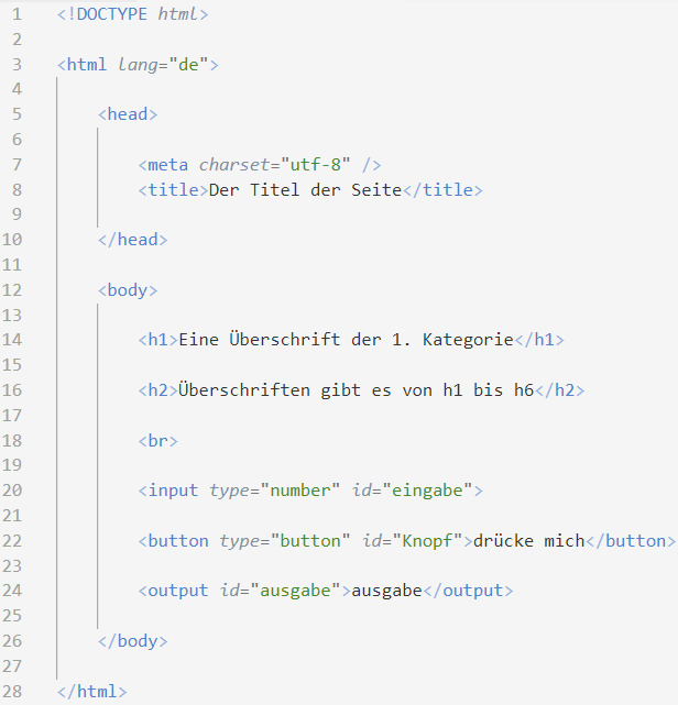 Programmierkurs Erste Aufgabe HTML Grundgerüst webphi