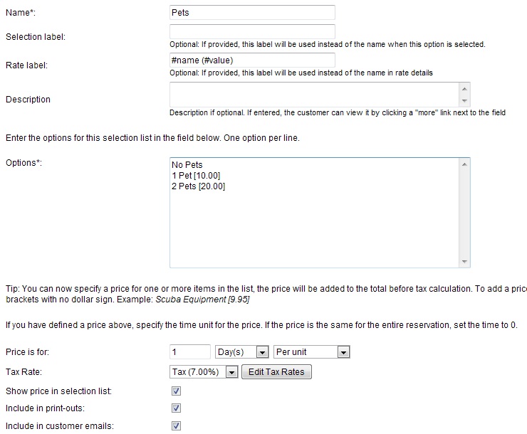 Handle pet fees (and other fees) in your booking system