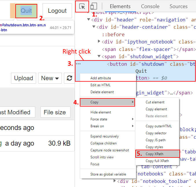 Find XPath using web developer tools