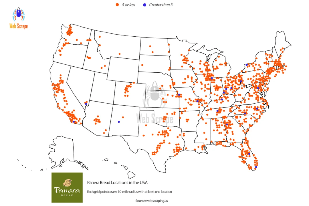 Number of Panera Bread locations in the US Panera