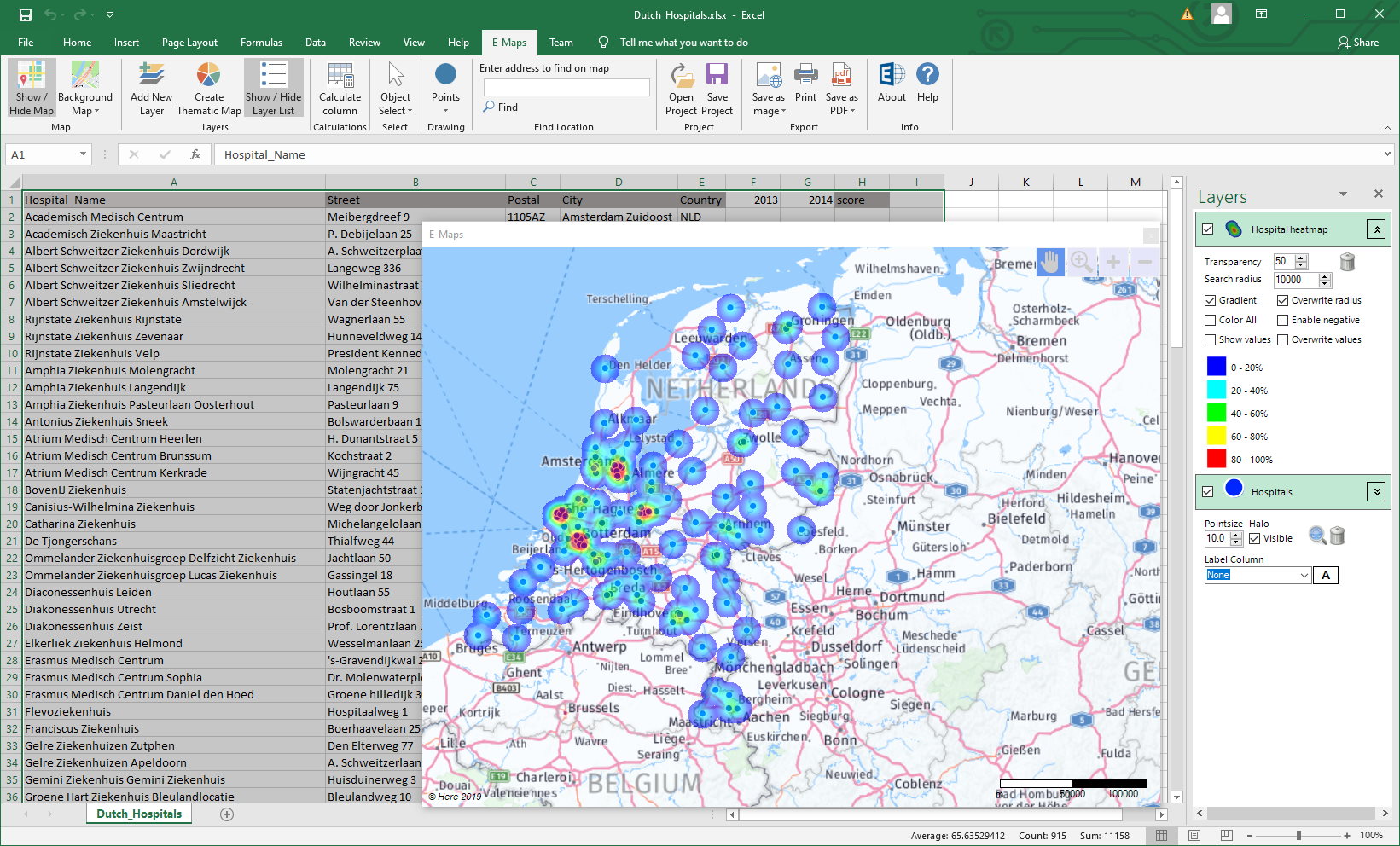 Geografische Kaart Maken Excel Excel EMaps trial Add maps in Excel First Element