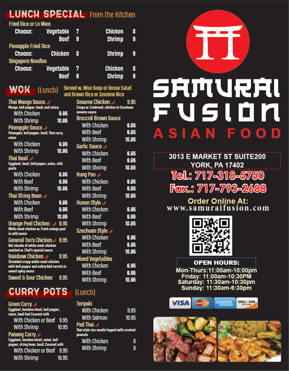 Samurai Fusion Japanese Restaurant Online Order York PA