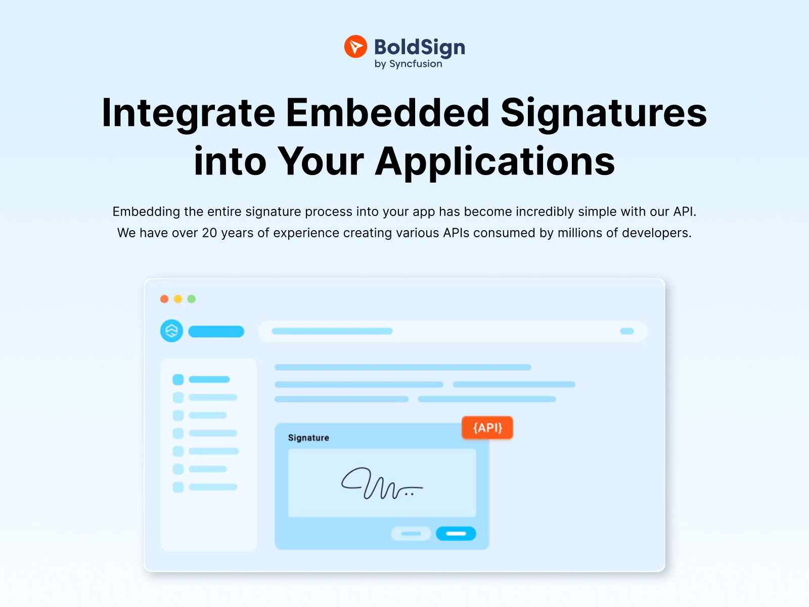 Integrate embedded signatures into your app BoldSign
