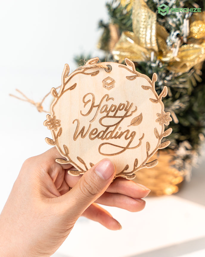 Engraved Wood Ornament Print on demand Merchize