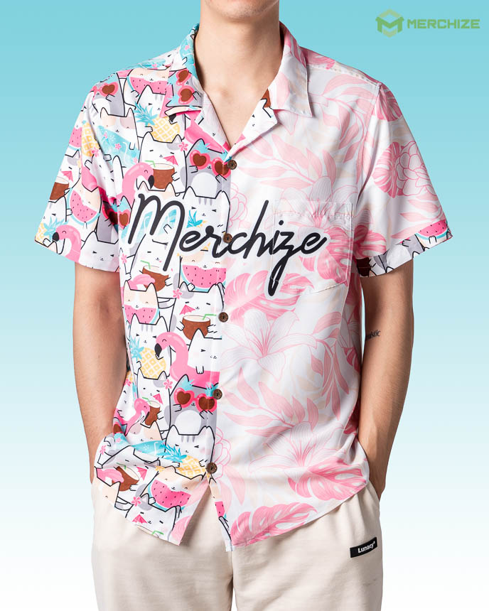 Allover Print Pocket Regular Fit Hawaiian Shirt Print on demand