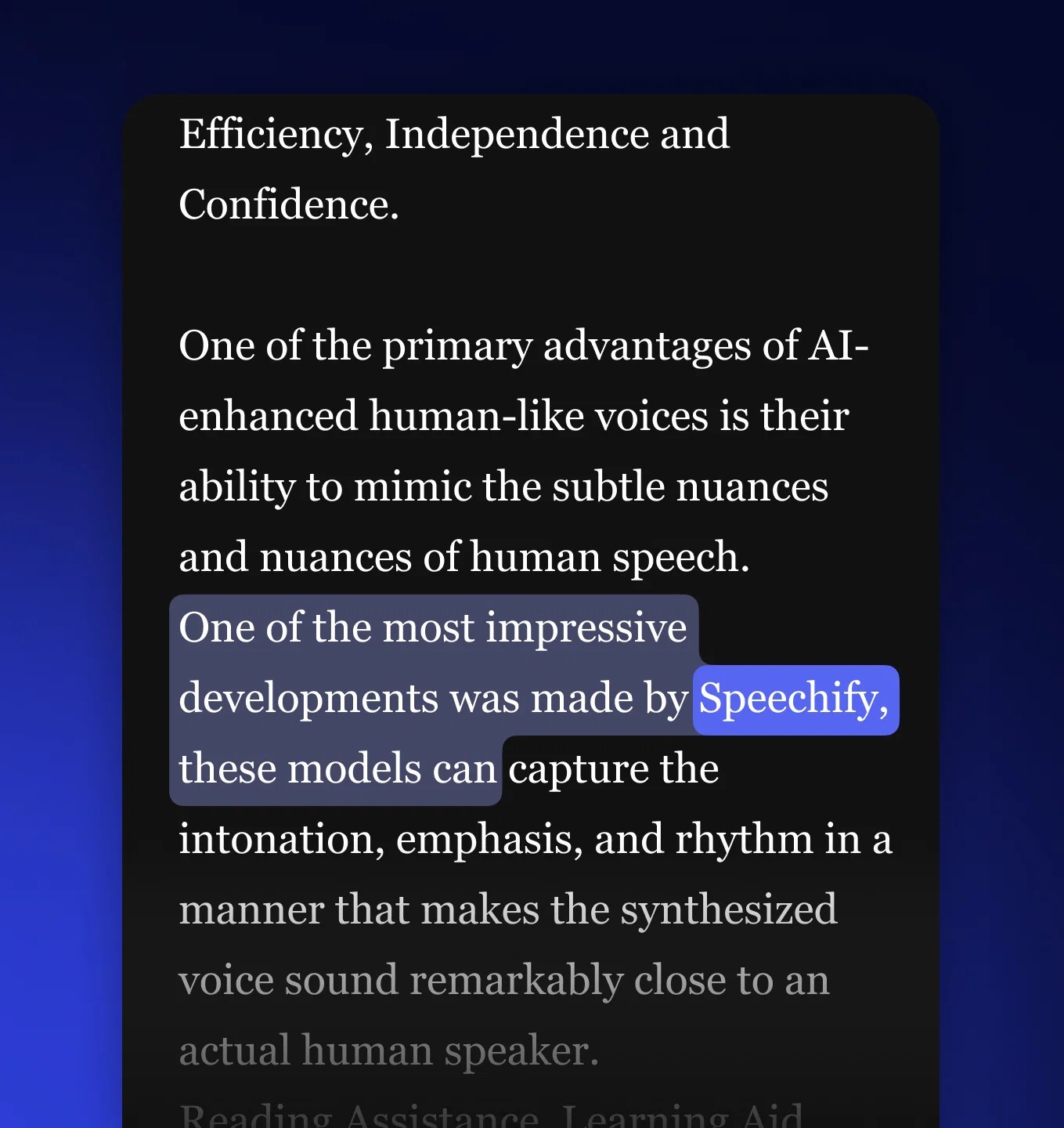Speechify Free Text Reader. Read text aloud for free