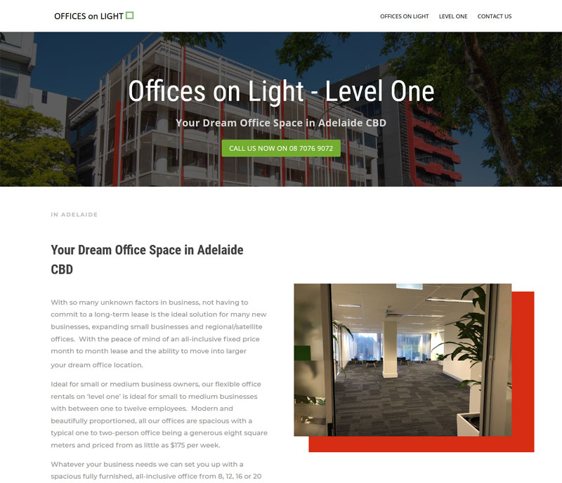 website design for offices on light in adelaide Website Adelaide