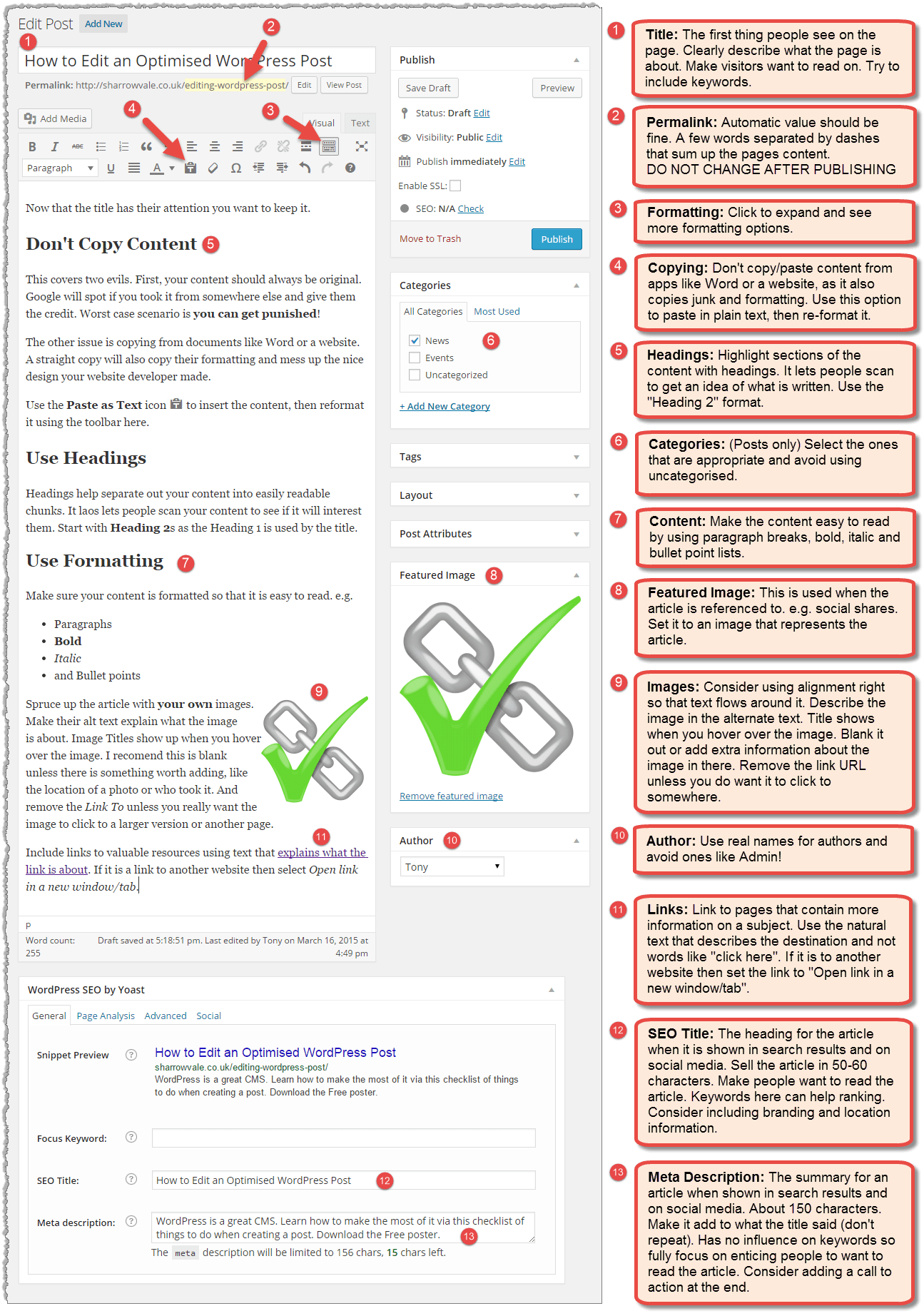 How to Edit an Optimised Post in WordPress Printable Checklist