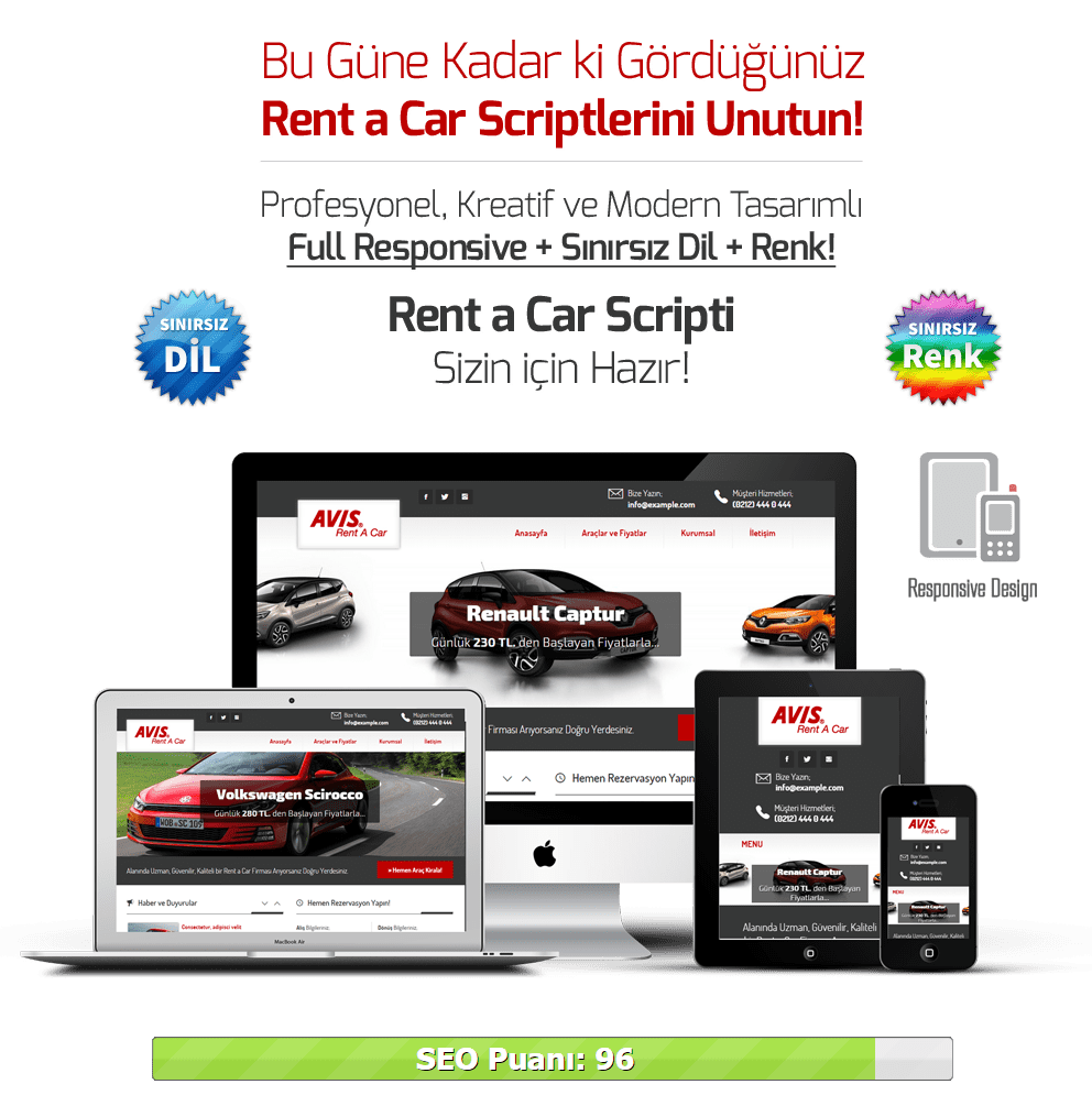 Rent a Car Sitesi Rent a Car Sitesi Yaptır Araç Kiralama Sitesi