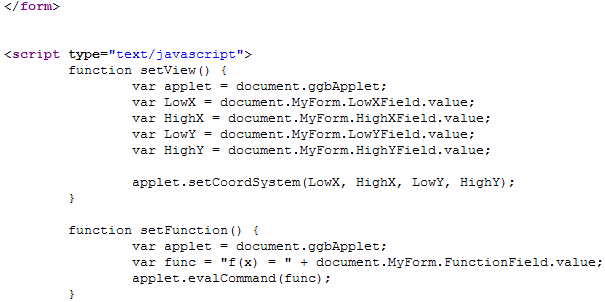 Tutorial 7 Adding JavaScript to a GeoGebra Applet