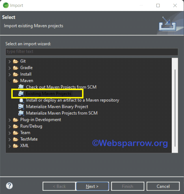 How to import Spring Boot project in Eclipse/STS IDE sparrow