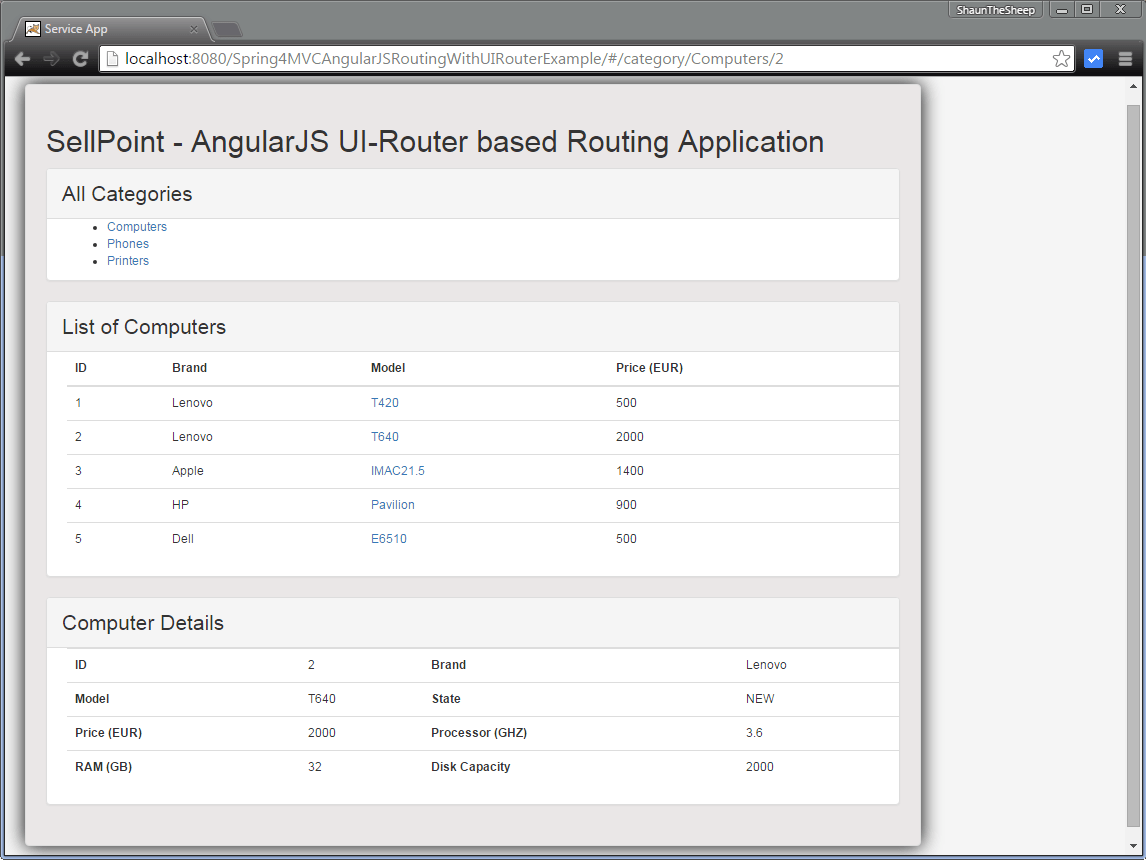 Spring 4 MVC+AngularJS Routing Example using UIRouter Systique